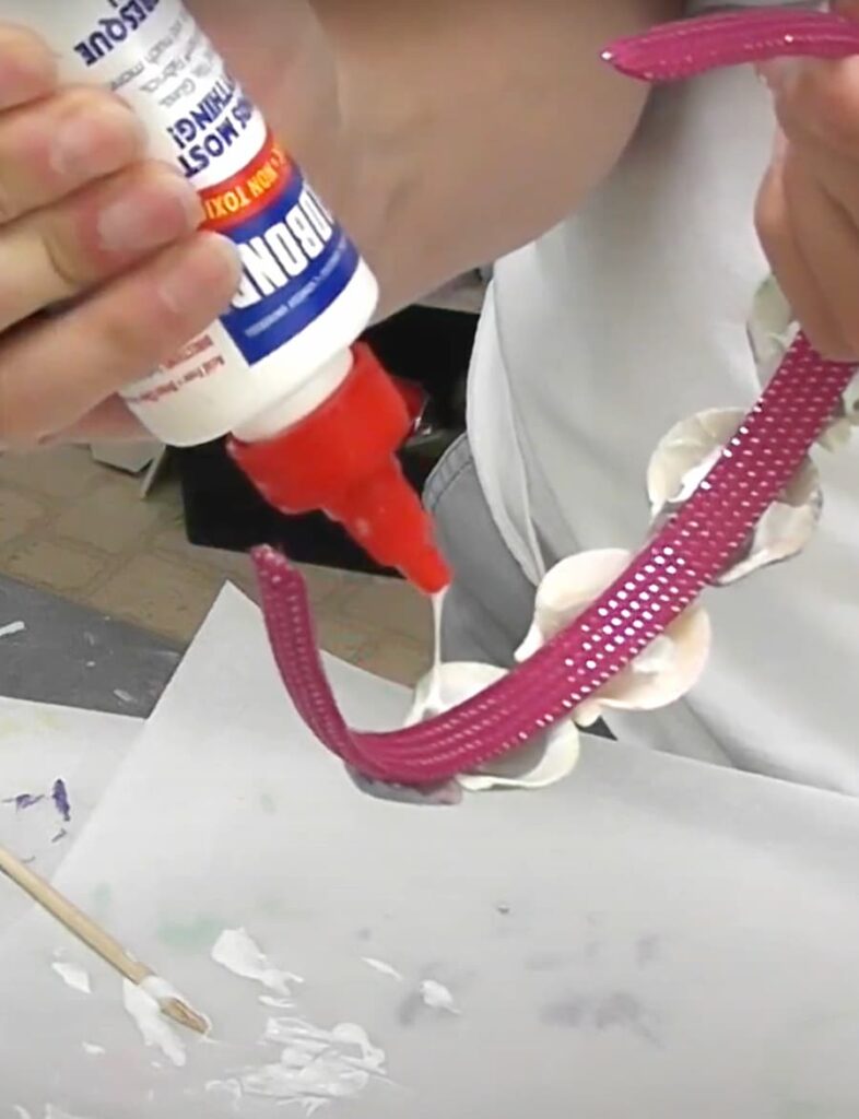 Gluing seashells to a headband